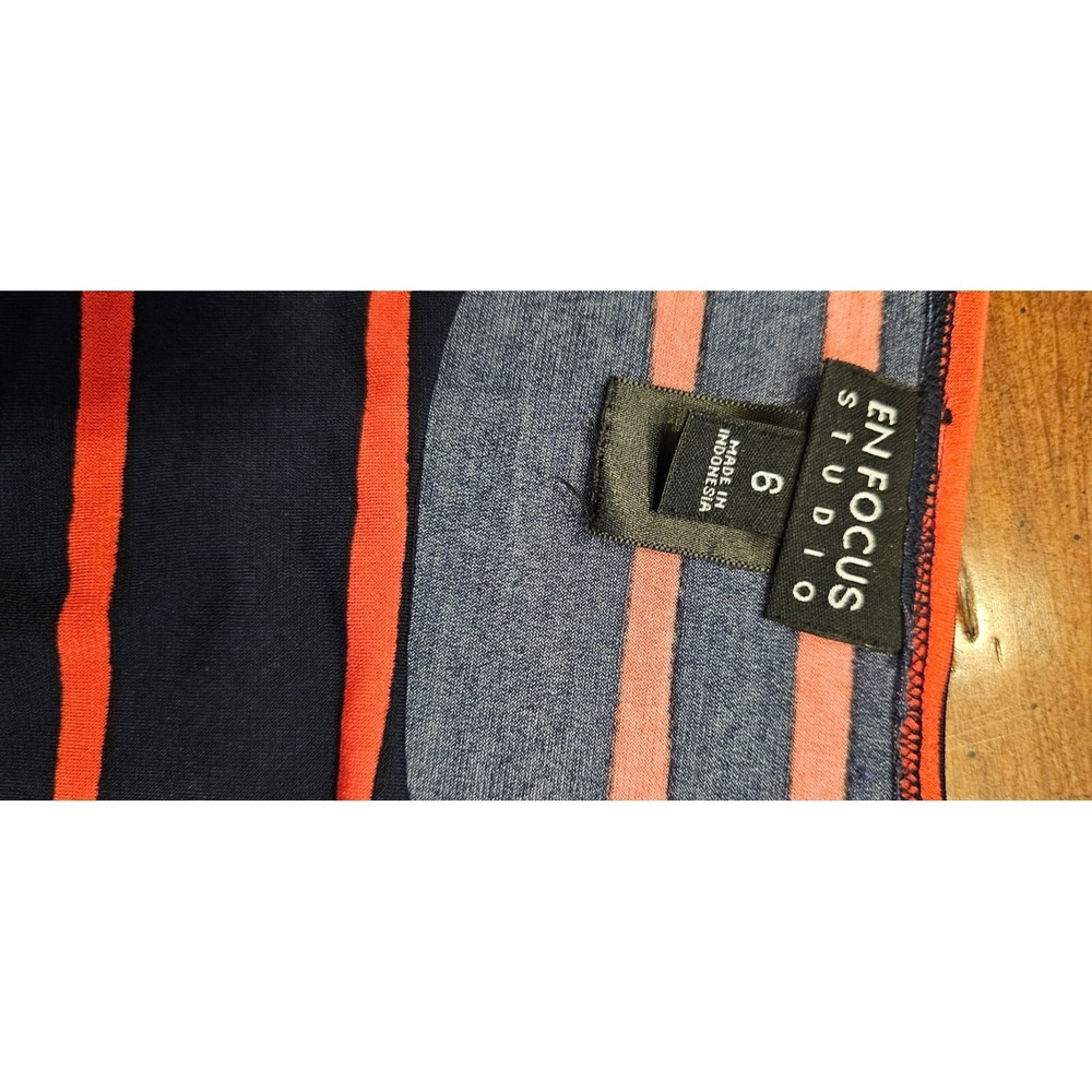 Enfocus‎ studio midi Dress Size 6 Navy pink striped sleeveless - Picture 6 of 8